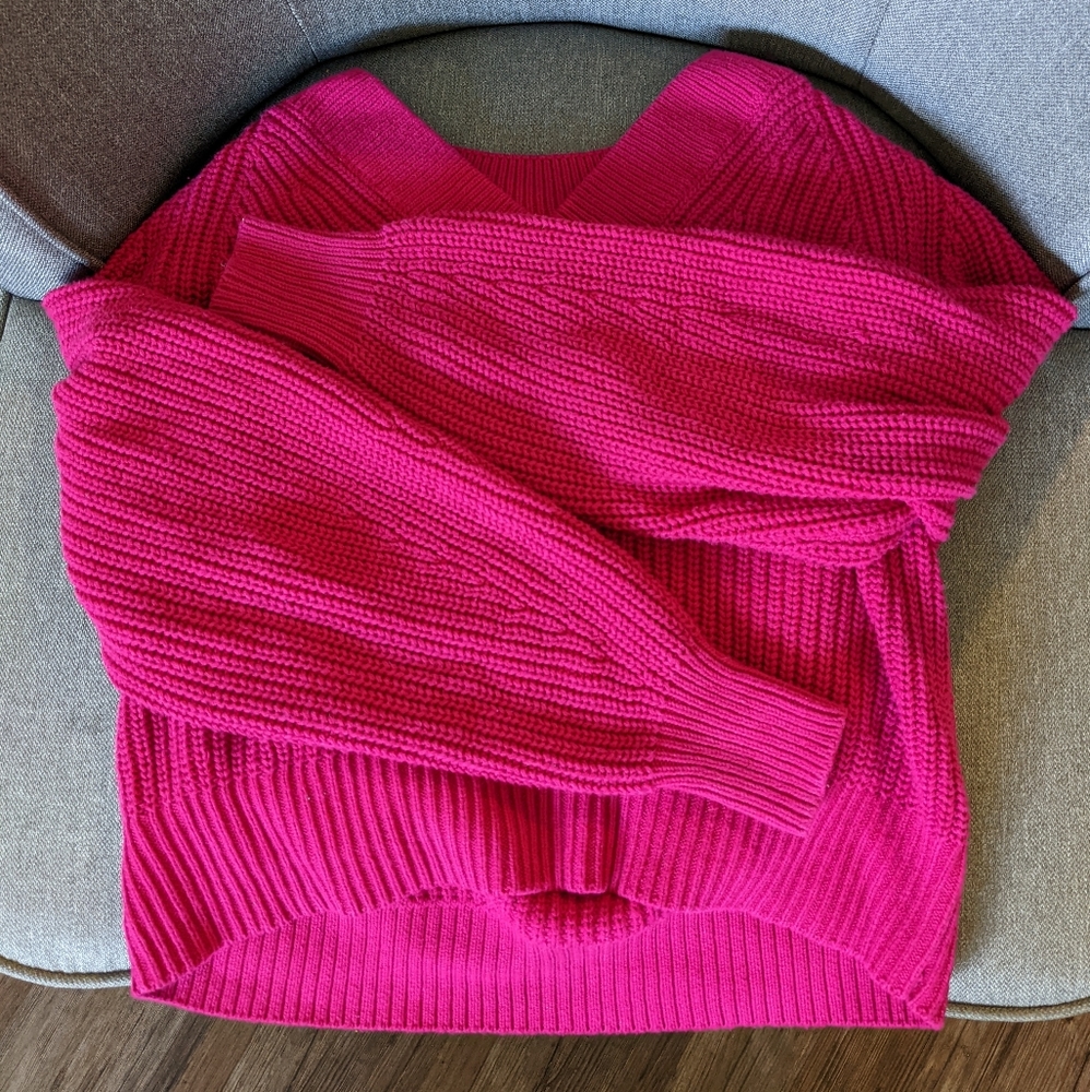 Pink Oversize Cropped Sweater